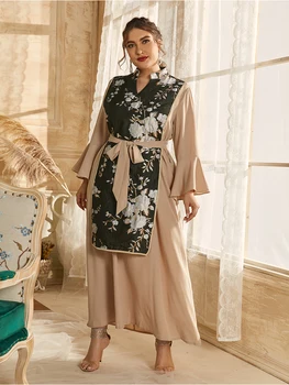 2021 Abaya Timp De Primăvară Femei Doamnelor Rochii Maneca Fluture Plus Dimensiune Mare Moda Cusaturile Elegante Rochie Maxi