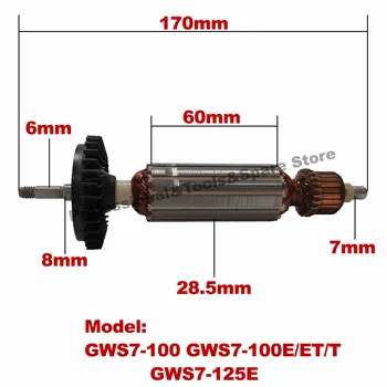 Liber Rulment & Perie De Carbon！220V Rotor Rotor Ancora înlocuitor pentru BOSCH Polizor unghiular GWS7-100 GWS 7-125E