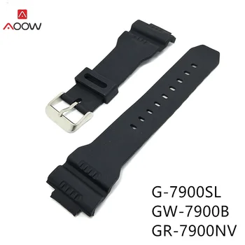 AOOW Cauciuc curea de Ceas Curea Pentru Casio G Shock G-7900SL GW-7900B GR-7900NV Înlocuire Impermeabil Negru Sport Watchband