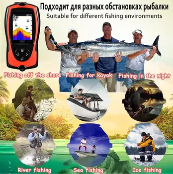 Noroc Echo Sounder Sonar pentru Pescuit Pescari Pescuit, Sonar Fish Finder pentru Gheață Barca de Pescuit de Adâncime și FF1108-1CT #C5