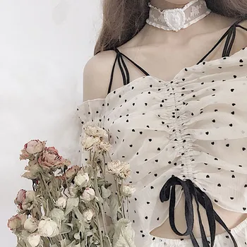 2019 New sosire vara pentru femei lolita cutat tăiate decolteu vraja culoare cravată curele strapless punct de val Rochie cu mâneci lungi