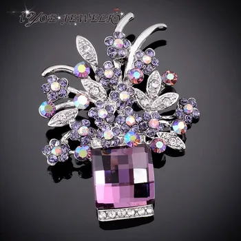 IYOE Stil Retro Întuneric Floare de Cristal Broșe Pentru Femei de Brand de Moda Vintage, Brosa Pandantiv Accesorii vestimentare