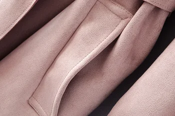 Haina Pentru Femei Roz Abrigo Mujer Timp Elegant Outwear Femei Palton Slim Piele De Căprioară Cardigan Șanț