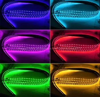 4BUC Aplicație de control de 90 de 120cm Masina RGB LED Benzi cu LED-uri Sub Masina Strălucire Șasiu Sistem de Lumina de Neon impermeabil auto styling