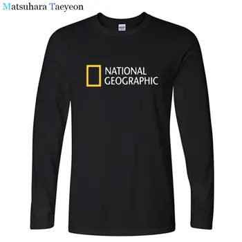 National Geographic Channel Maneca Lunga T-Shirt Barbati T-shirt Bumbac Mans Tricou de Bumbac Casual Amuzant T-Shirt Nou Haine de Vară