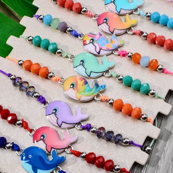 Boho 12buc Delfin Farmecul Șirag de mărgele de Cristal Impletit Brățară set pentru Femei Copilului Reglabil Lanț de Frânghie Yoga Brățară Bijuterii Boemia