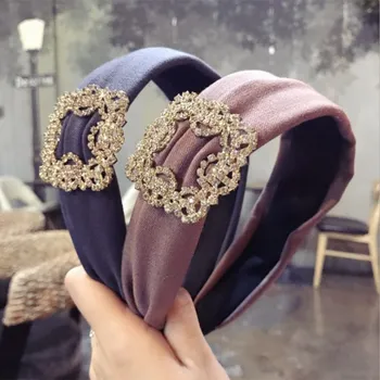 High-end de lux accesorii de par diamant super flash culoare solidă tesatura cu boruri largi banda banda banda de păr pălării femei