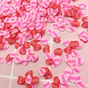 100g de Dragoste Inima Felii de Polimer Lut Fierbinte Stropește pentru a Meserii DIY, Valentine ' s Zi, Nunta Decor Noroi Material: 5mm