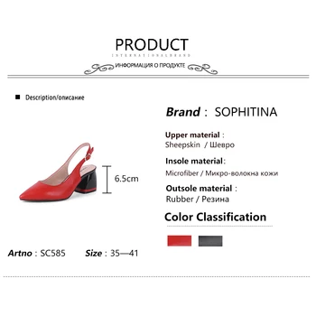 SOPHITINA Moda Femei Pompe de Contrast de Culoare Catarama Curea Solidă Toc Pătrat Mare de Înaltă Calitate piele de Oaie Pantofi de Petrecere Pompe SC585