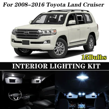 15buc Alb Canbus LED Lampă Auto Becuri Pachet de Interior Kit Pentru 2008-2016 Toyota Land Cruiser Harta Dom Portbagaj Lumina Placa