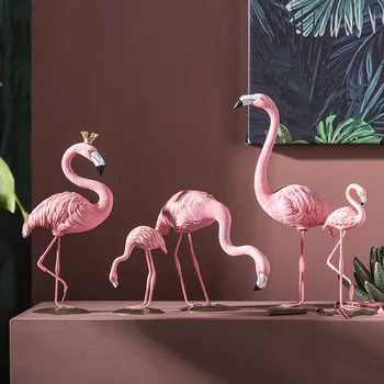 Lumina De Aur De Lux Flamingo Decor Figurine Decor Acasă Living Ornament Nunta Prop Rasina De Artizanat Desktop Display Cadou