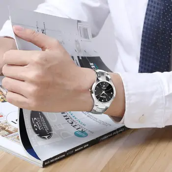 DOM Barbati Ceas de Tungsten din Oțel Caz Safir Cristal Dial Fereastra de Lux Ceas de mână rezistent la apa 30m de Afaceri Cuarț Femei Ceasuri