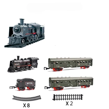 Electrice de cale Ferată Clasică Tren de Marfă Apă Locomotiva cu Aburi Playset cu Fum de Simulare Tren Electric Puzzle Jucarii