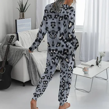 2020 Pijamas Europa, Statele Unite Ale Americii Toamnă Iarnă Stil Vopsit Imprimate Casual Îmbrăcăminte Acasă Mâneci Lungi Femei Pijama Set