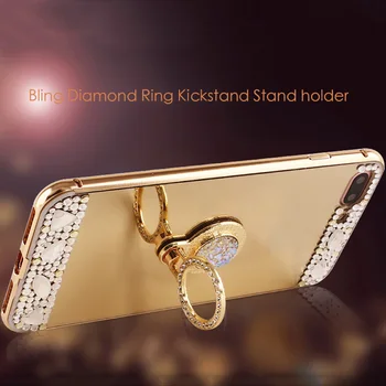 De lux Cristal de Diamant Stras Sclipici Caz Oglindă Pentru iPhone11 12 Pro MAX Mini X XS Max XR 6 7 8Plus Inel Titular Capacul suportului