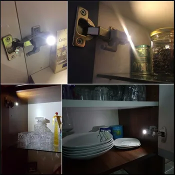 10buc LED Smart Touch Inducție Cabinet de Lumină Dulap Interioară Balama Lampa cu Senzor de Lumina, Lumina de Noapte pentru Dulap Garderoba