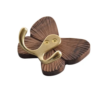 Fluture cârlig din Lemn sculptat manual din Alama Cârlig din Lemn Haina Cârlige Montat pe Perete Baie Cârlige cuier cu Alamă Cârlig Umeraș