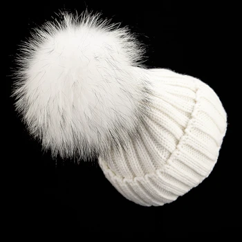 LAURASHOW Femei de Primăvară Lână Blană Pom Pom Pălării de sex Feminin Naturale Blană de Raton Beanie Pălărie de Iarnă Cașmir Pălărie Tricotate