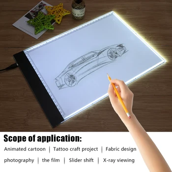 Portabil A4 Lumină LED-uri Pad Desen Tablet USB Alimentat Digital Grafic Pad Electronic de Arta Pictura Scris Copie de Bord Kit