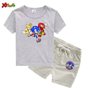 Copii copilul băiat haine de vară de Desene animate sonic ariciul T shirt Pantaloni fetita Sport, Costume copii, haine fete 8 ani