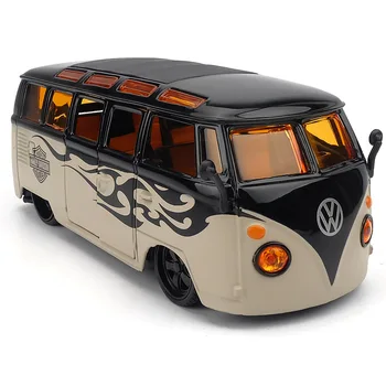 1:24 de Simulare Mare de Retro Volkswagen Bus SAMBA Modificat T1 Aliaj Model de Masina de Autobuz de Jucarie Model de Masina pentru copii cadouri