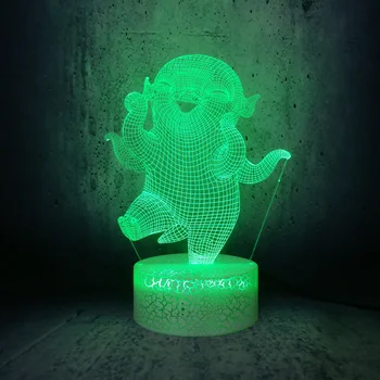 Chanese Desene animate film Fierbinte rol Drăguț Wuba 3D LED Lampă Mică Regele Demon Alb Ridiche Forma de Lumina de Noapte pentru copii dormitor birou decor