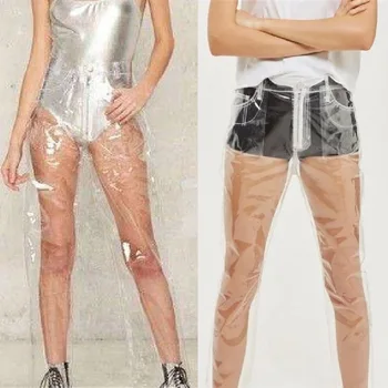 Femei Talie Inalta Pantalon Impermeabil de Plasă din Plastic PVC Skinny Pantaloni Largi Pantaloni Lungi