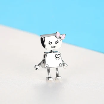 Europene Argint 925 Margele Câine Animal de MAMA Inima de Copac Robot Margele Farmecele se Potrivesc Pandora Bratari DIY Bijuterii
