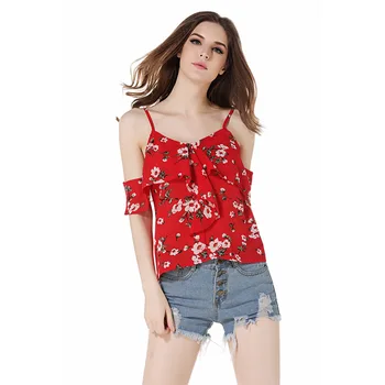 Siddons Vară Cutat Sexy T-Shirt Sling Bluza Femei Deschideți Înapoi Plaja Roșu Dulce Stil Tub de Top