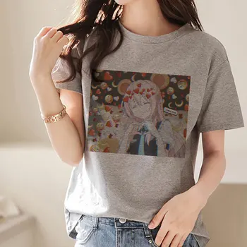 Kpop Kawaii Vara Femei Topuri Chic Japonez Drăguț desen Animat de Imprimare Pierde T-shirt Ins Harajuku Epocă O-gât Moda Ulzzang T-shirt