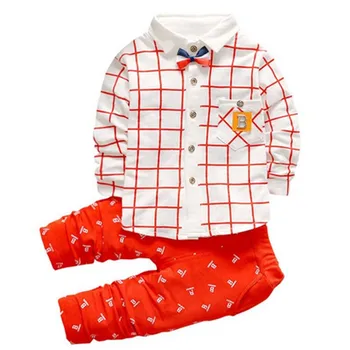 Băieții de Îmbrăcăminte Seturi 2021 Toamna Carouri cu Maneci Lungi Tricou + Pantaloni 2 Bucata Costum Litera B domn arc Haine pentru Copii