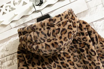 2020 Bărbați Frumos Iarna Imitație de blană de Nurcă Blană de Leopard de Imprimare Jacheta de Tineret cu Glugă Zip Jacket