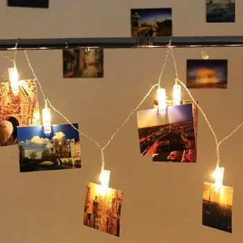 Acasă Decorative LED Lumini Șir Foto Clip Baterie de Anul Nou Coroană de Crăciun de Decorare Lampa