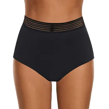 Femei Talie Mare Mesh Bikini Burtica Control costum de Baie Slip Pantaloni FJWL