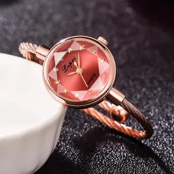 Lvpai Femei Brand Ceas Brățară De Aur Casual Ceas Mic De Aur Geometrice Suprafață De Sticlă Colorate Ceas Doamnelor Cuarț Ceas