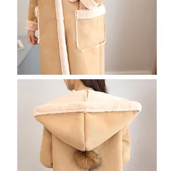 Miel haină de Lână Femei Palton de Blana 2020 Noi de iarna coreean de Pluș Gros cu Buzunar piele de Căprioară haina Mid-lungime Uza de sex Feminin