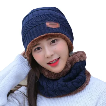Fierbinte de Vânzare 2 buc Schi Capac și Eșarfă Rece Cald Piele Pălărie de Iarnă pentru Femei Barbati Tricotate Pălărie Bonnet Capac de Cald Chelioși Căciuli