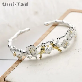Uini-Coada hot nou 925 sterling silver bird plum blossom bratara de sex feminin creativ stil Chinezesc deschis bijuterii din argint de înaltă calitate