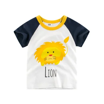 Nou Pentru Vara Băiatului Tricou Leu Bumbac cu Mânecă Scurtă T-shirt de Imprimare Pinguin pentru Copii Desene animate pentru Copii Băieți Hainele Copilului