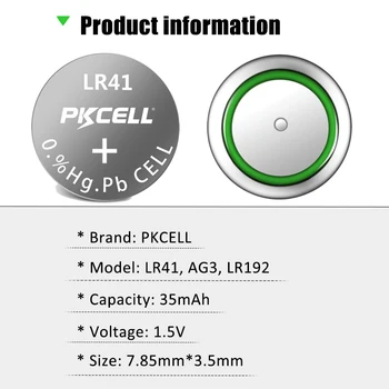 100buc PKCELL 1.5 V AG3 Baterii LR41 392A SR41SW LR736 392 SR736 Alcaline de Celule Buton Monedă Baterie pentru termometru