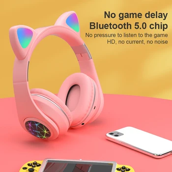 Bluetooth M2 Pisică Ureche Luminos montat pe Cap Wireless Bluetooth setul cu Cască Cu Microfon Hands-free Suport TF Card AUX Juca Noi