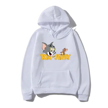 Ulzzang Pisica Tom Jerry Mouse-Ul Hoodie Bărbați Femei Vrac Casual Cu Maneci Lungi Feminin Drăguț Kawaii Imprimare Iarna Topuri Harajuku Hanorace Haina