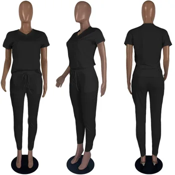 Femeia haine casual de vara street motion Setați culoare Solidă Două piese set de seturi de haine pentru femei 2020 moda de Mari dimensiuni S-5XL