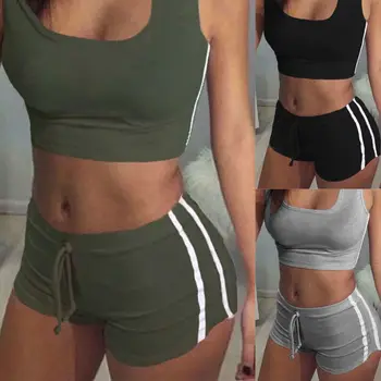 Femei Sexy Yoga 2 buc Set Femei Top fără Mâneci Rezervor Sutien de Fitness, pantaloni Scurți de Funcționare Sală de Sport Haine