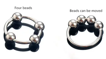 Metalice din oțel inoxidabil, inel penis cu 4 margele de blocare fin inel de mișcare inel de penis de sex masculin cu ejaculare întârziată prezervativ sex masculin jucărie