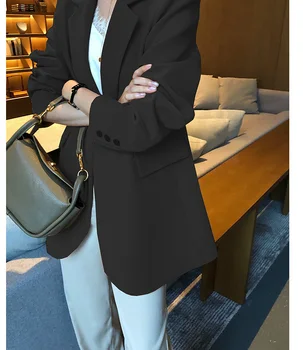 Doamnelor Moda Coreeană Sacouri Femei, Jachete Cu Maneci Lungi Crestate Guler Haine Lungi Sacouri 2020 Toamna Office Sacouri Haine De Lucru