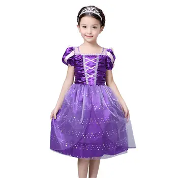 Copii De Fete Printesa Rochie Violet Elegant Zână De Basm Păr Lung Printesa Cosplay Costum Dantelă Ochiurilor De Plasă Pur Rochie De Petrecere