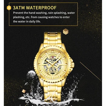 Brand de lux NAVIFORCE Bărbați Ceasuri de Aur de Moda de Afaceri Waterpraoof Cuarț Ceas de mână Creative Cadran Ceas Relogios Masculino