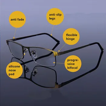 2020 Metal Fotocromatică Ochelari De Lectură De Înaltă Calitate Bifocale Multifocale Ochelari Anti-Lumina Albastra Prezbiopie Bărbați Femei