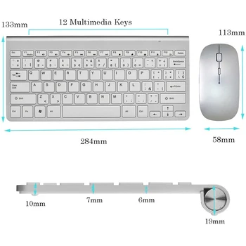 Spaniolă Ergonomic 2.4 G Ultra Slim Wireless Keyboard Mouse-ul Combo-uri Zgomot Redus Tastatură Wireless Apple pentru Mac Win XP/7/10 IOS